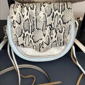 Rebecca Minkoff  baby blue, silver and Snake Print Crossbody Bag